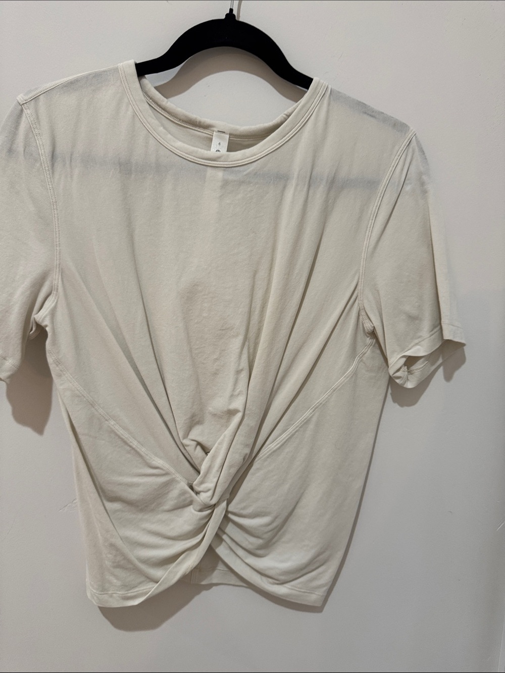 lululemon athletica Cream Twist-Front Short Sleeve Tee NWOT